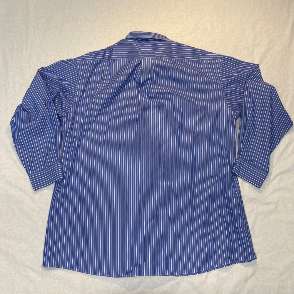 Jos A Bank Traveler Lot 3 Dress Shirts 17.5 34 Blue Check Stripe Cotton - Picture 13 of 16